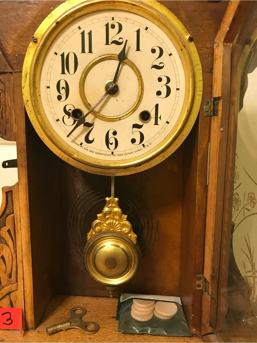 Antique-Style Ornate Wooden Wall Clock - Brown